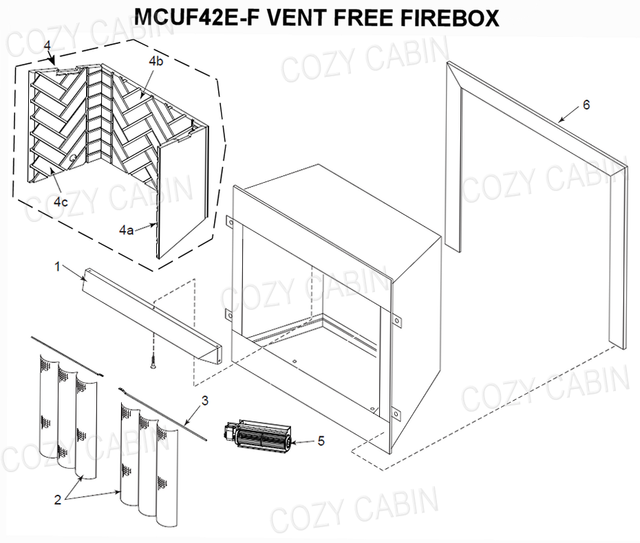 VERMONT CASTINGS MAGNUM VENT FREE FIREBOX (MCUF42E-F)  #MCUF42E-F